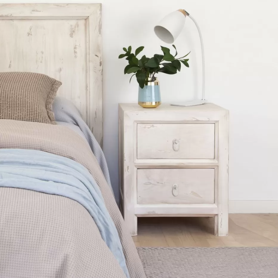 Cheap Soho Table de nuit en bois massif en blanc décapé Chambre | Tables De Chevet