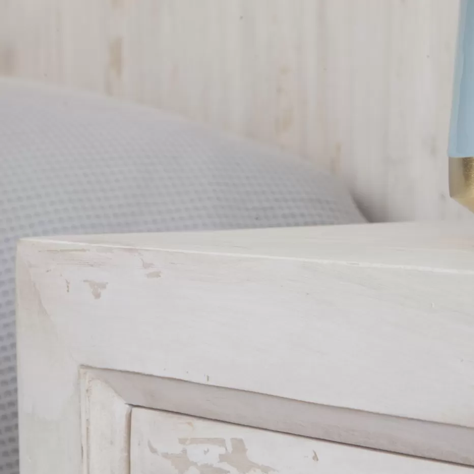 Cheap Soho Table de nuit en bois massif en blanc décapé Chambre | Tables De Chevet
