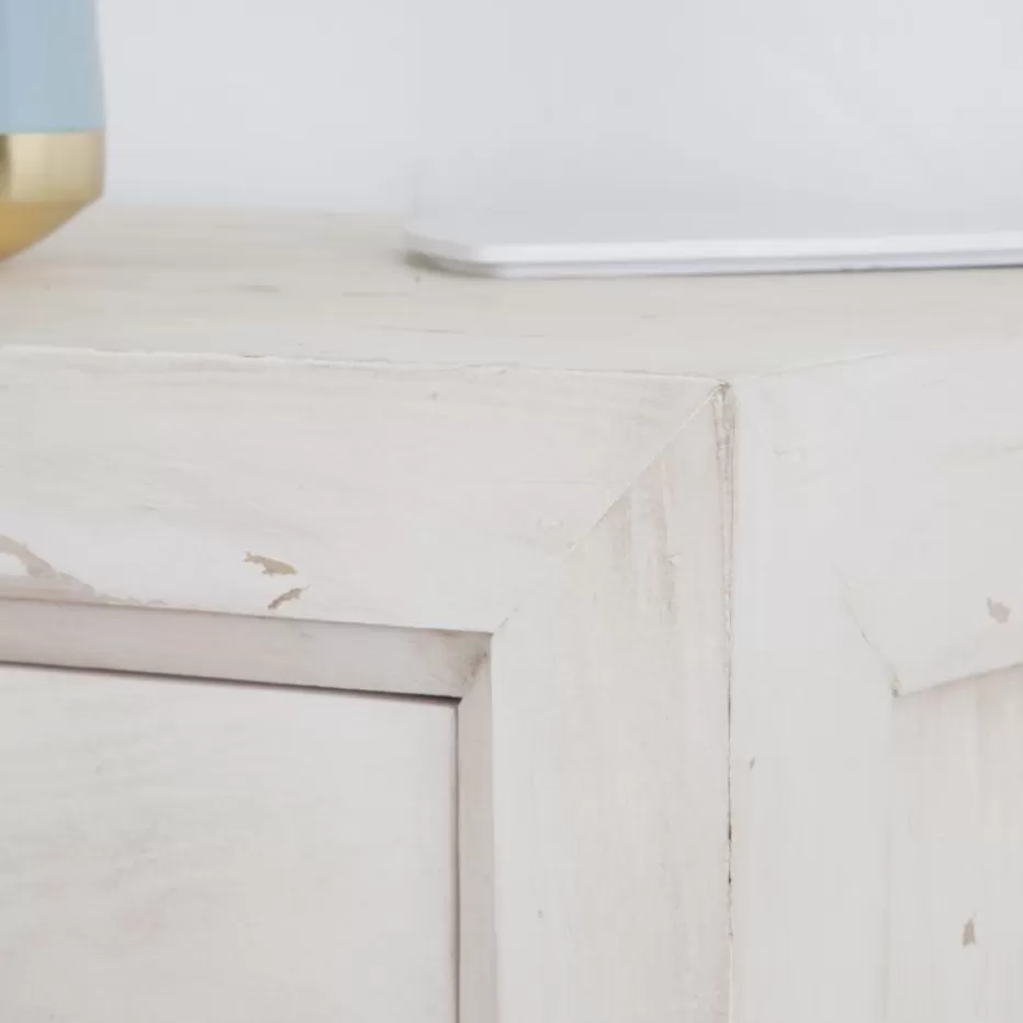 Cheap Soho Table de nuit en bois massif en blanc décapé Chambre | Tables De Chevet
