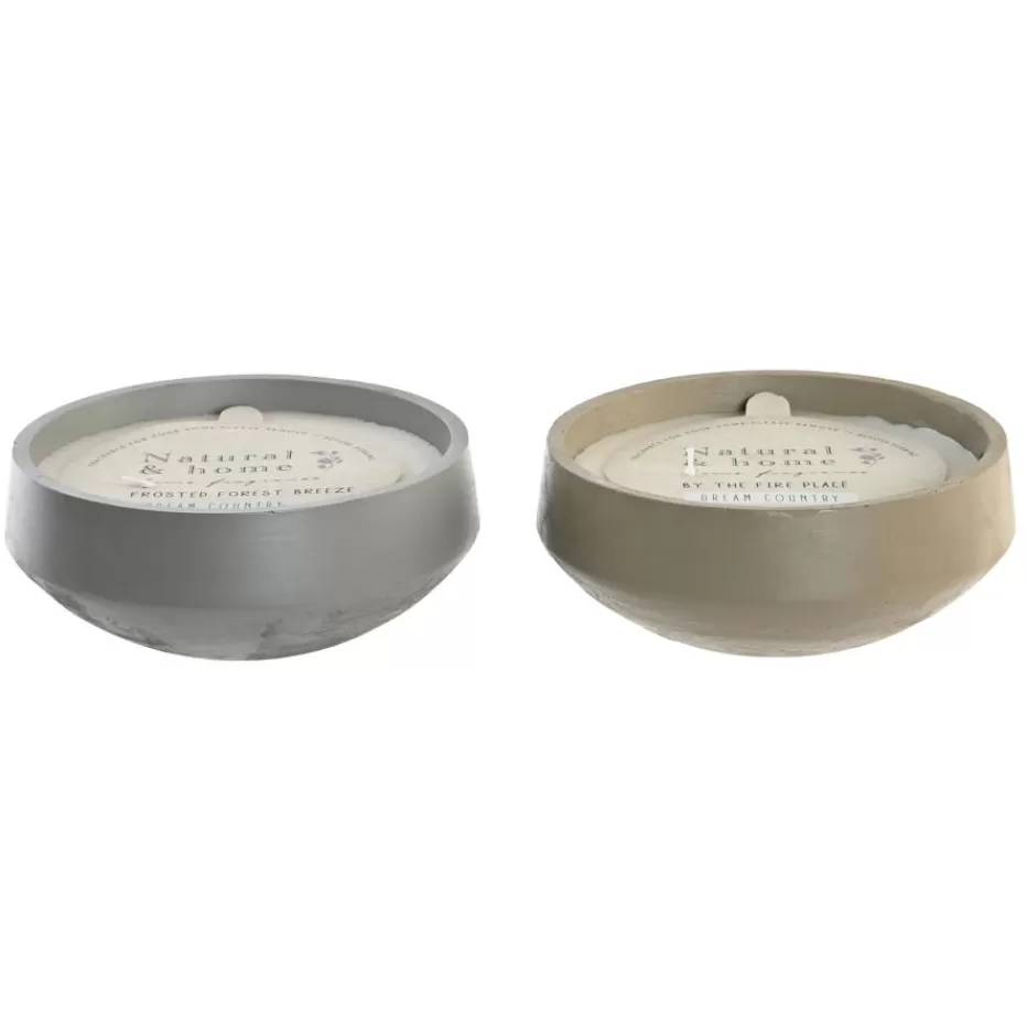 Fashion Taman Sort de 2 bougies en ciment et en cire Porte-bougies