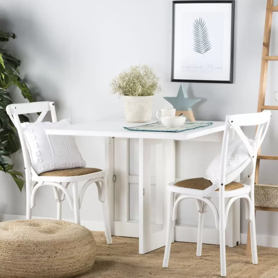 Fashion Tan Table à manger pliante rectangulaire tan 88/160 en bois laqué blanc Salles À Manger | Tables Blanches