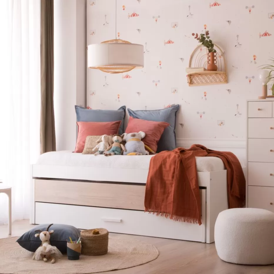 Flash Sale Teo Lit superposé avec rangement blanc mat et naturel duna pour matelas de 90 Enfant Chambre Pour Jeunes Et Enfants | Lits Gigogne Et Lits Superposés