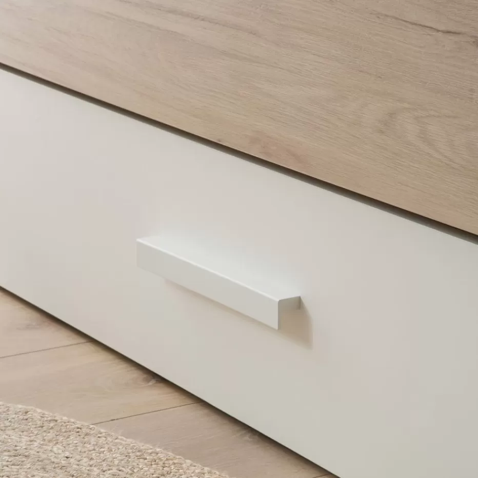 Flash Sale Teo Lit superposé avec rangement blanc mat et naturel duna pour matelas de 90 Enfant Chambre Pour Jeunes Et Enfants | Lits Gigogne Et Lits Superposés
