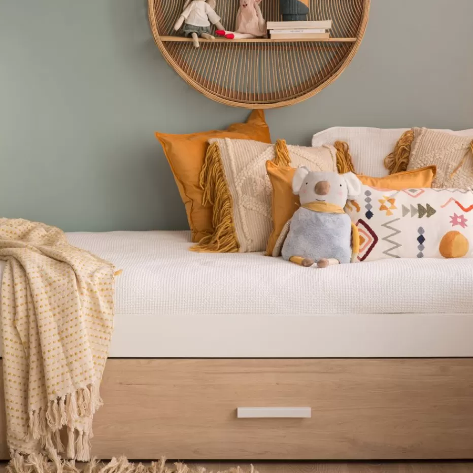 Flash Sale Teo Lit superposé blanc mat et naturel duna pour matelas de 90x190 Enfant Chambre Pour Jeunes Et Enfants | Lits Gigogne Et Lits Superposés