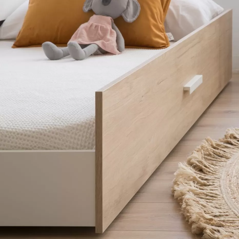 Flash Sale Teo Lit superposé blanc mat et naturel duna pour matelas de 90x190 Enfant Chambre Pour Jeunes Et Enfants | Lits Gigogne Et Lits Superposés