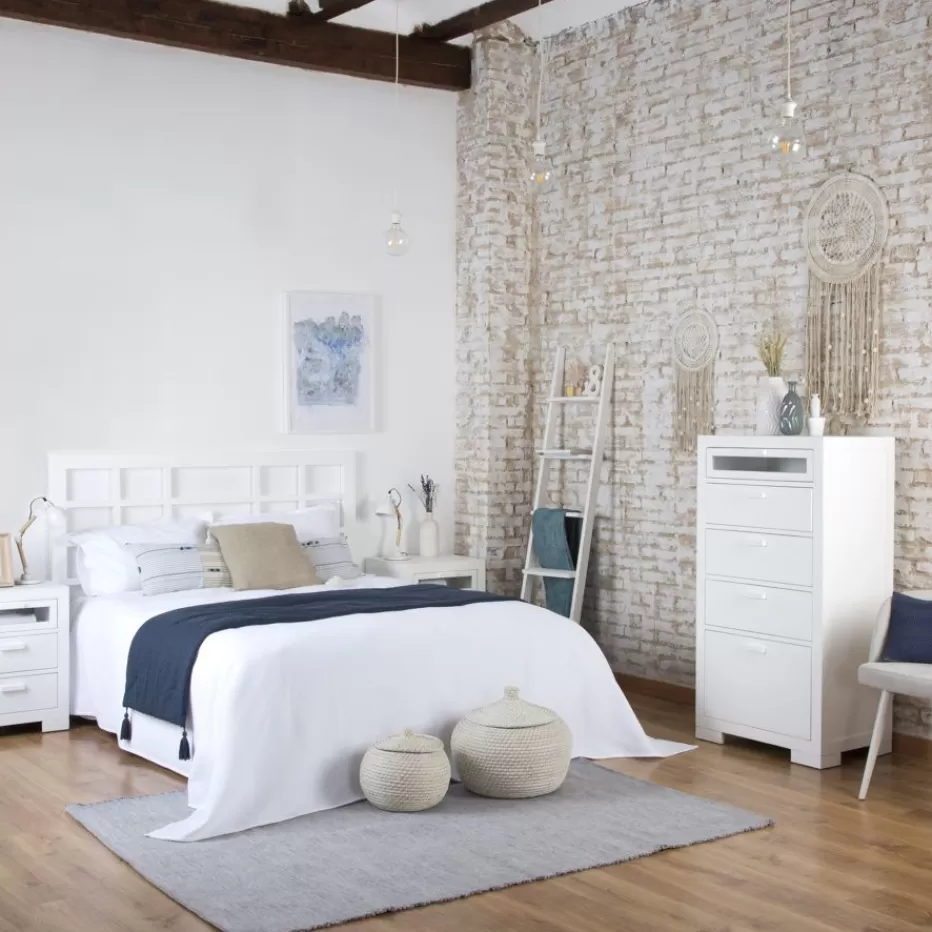 New Tribeca Chiffonnier avec un chaussure en bois laqué en blanc Chambre | Meubles Tiroir