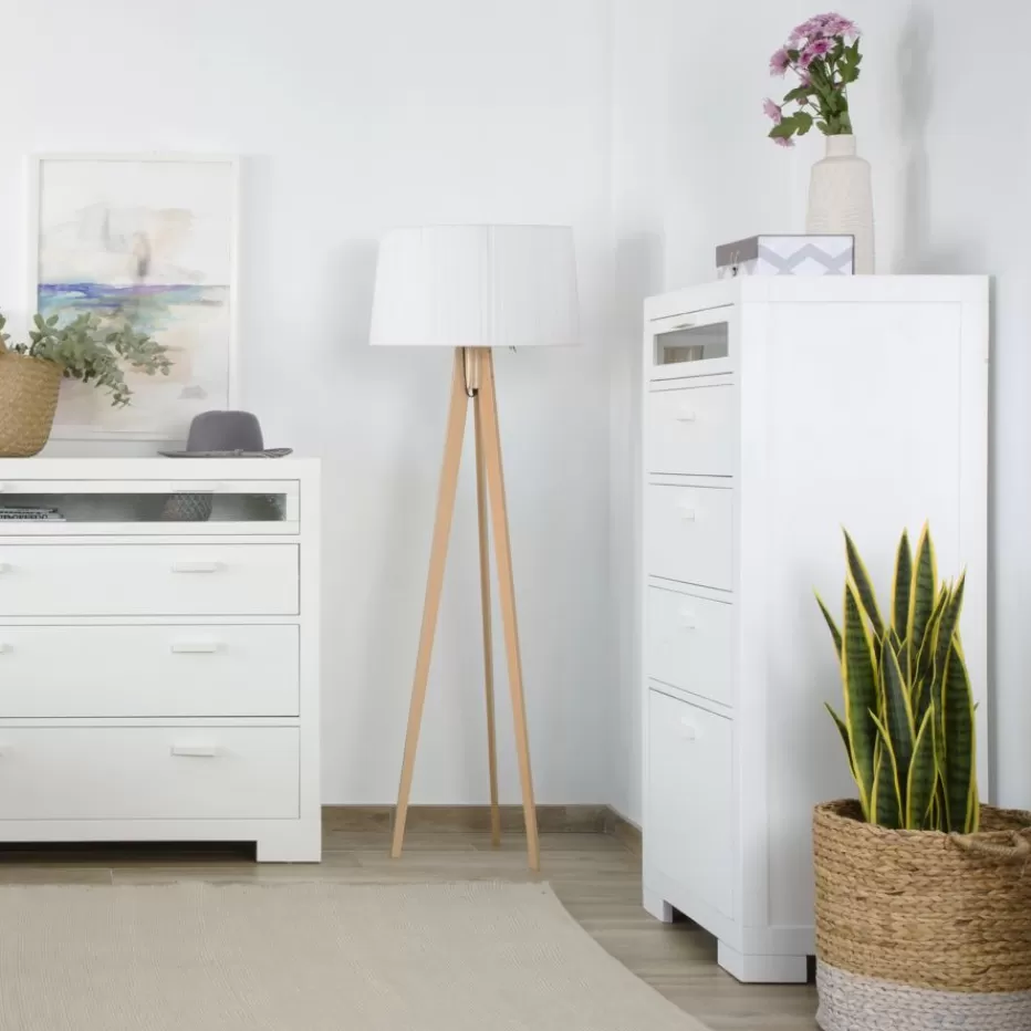 New Tribeca Chiffonnier avec un chaussure en bois laqué en blanc Chambre | Meubles Tiroir