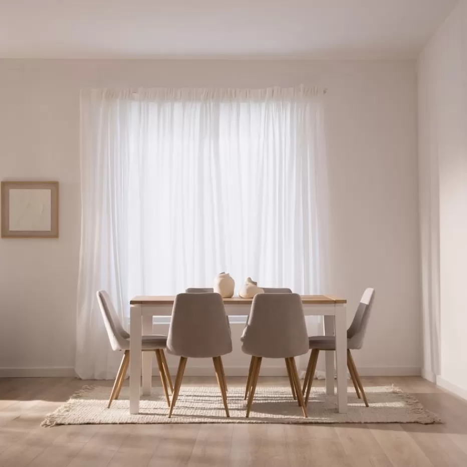 Online Vilna Table à manger extensible rectangulaire 150/200 en bois massif blanc et naturel Salles À Manger | Tables En Bois