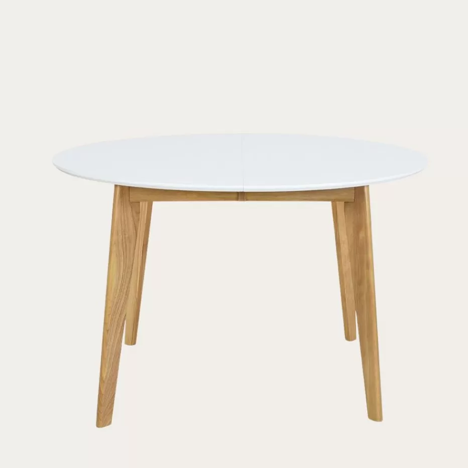 Flash Sale Vivien Mesa de comedor extensible redonda 120/150 de madera color blanco y natural Salles À Manger | Meubles De Salle À Manger